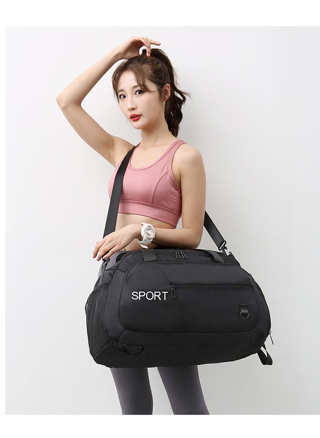 Camping Gym Bag with Shoe Compartment 3 in 1 Multi-Purpose Backpack with Quick Access Pocket Shoulder Straps - Black, Unisex