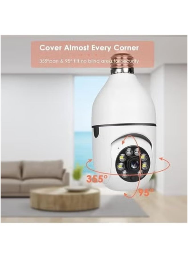 (Pack of 4) Light Bulb Security Camera Outdoor – 2.4G WiFi HD 1080P Wireless CCTV Camera with Motion Detection, Auto Tracking, 2-Way Audio, and Night Vision – Ideal for Home, Office, and Outdoor Security
