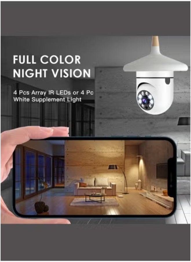 (Pack of 4) Light Bulb Security Cameras 1080P HD – 2.4GHz WiFi Wireless Outdoor CCTV Surveillance with Motion Detection, Auto Tracking, Two-Way Audio, Night Vision, and E27 Bulb Socket Installation