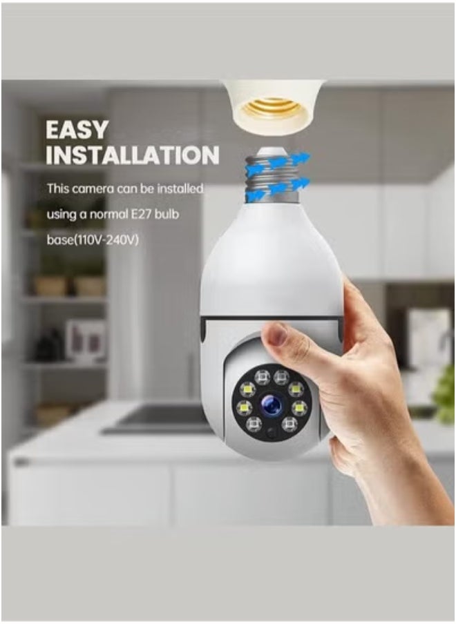 (Pack of 4) Light Bulb Security Cameras 1080P HD – 2.4GHz WiFi Wireless Outdoor CCTV Surveillance with Motion Detection, Auto Tracking, Two-Way Audio, Night Vision, and E27 Bulb Socket Installation