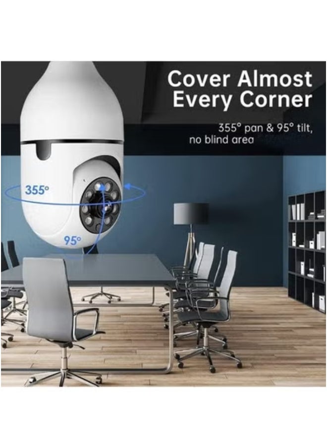 (Pack of 4) Light Bulb Security Cameras 1080P HD – 2.4GHz WiFi Wireless Outdoor CCTV Surveillance with Motion Detection, Auto Tracking, Two-Way Audio, Night Vision, and E27 Bulb Socket Installation