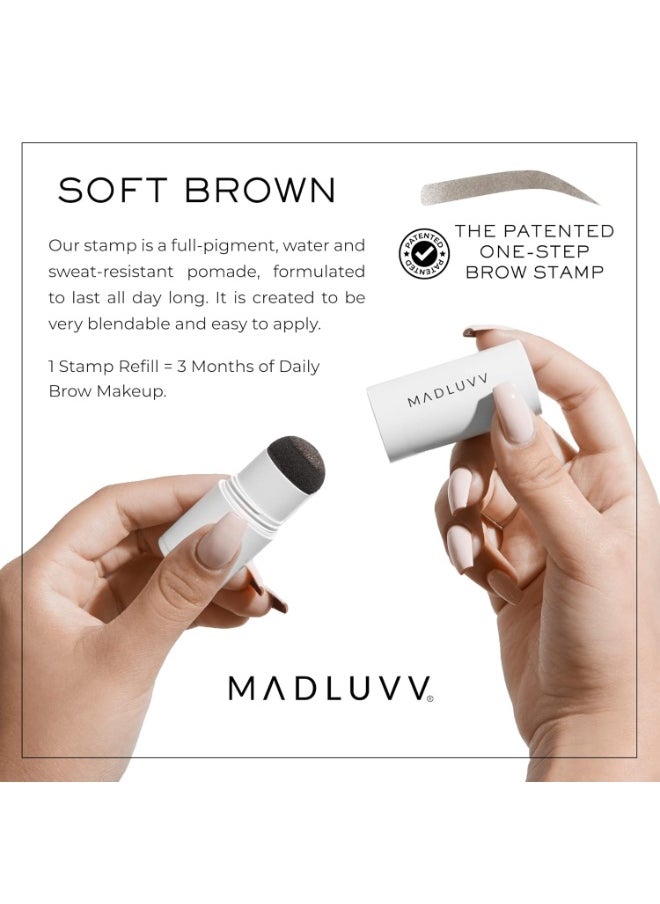 MADLUVV Brow Stamp Refill* - Color Stamp for Brows & Root Touch Up for Women & Men, Instantly Conceal Hair Loss, Grey Hair, Thinning Hair with Stain-Proof/Smudge-Proof Powder Formula (Soft Brown)