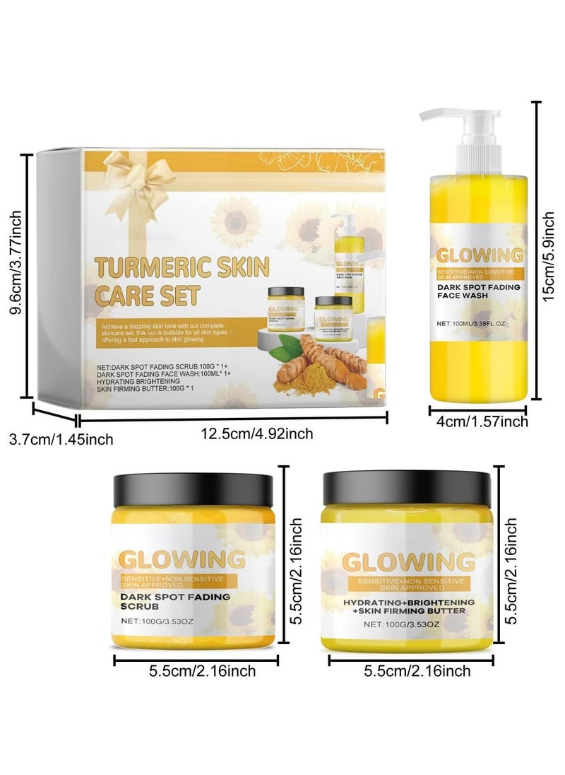 3 in 1 Skin Care Set, Turmeric Combo Skincare, Turmeric Skin Care Set, Glow Combo Face Wash | Natural Peeling & Hydration