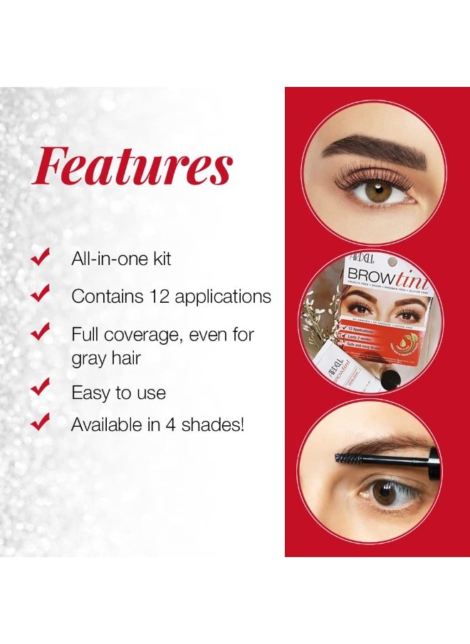 Ardell Brow Tint Soft Black, Longer-lasting Semi-permanent Brow Dye, with Natural Extracts, Complete Brow Tinting Kit, 1 pack