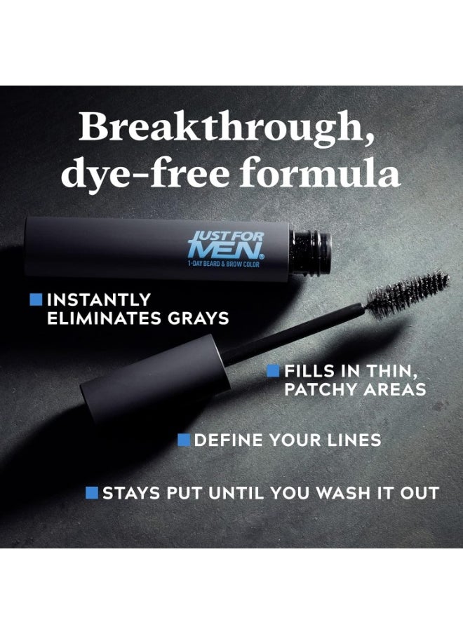 Just for Men 1-Day Beard & Brow Color, Temporary Color for Beard and Eyebrows, For a Fuller, Well-Defined Look, Up to 30 Applications, Darkest Brown/Black