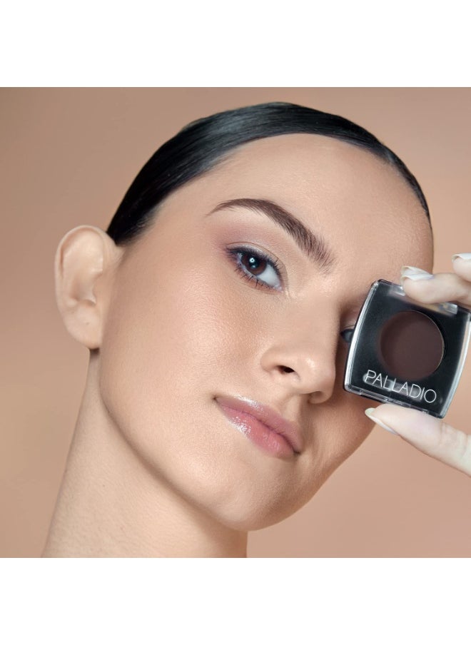 Palladio Brow Powder for Eyebrows, Soft and Natural Eyebrow Powder with Jojoba Oil & Shea Butter, Helps Enhance & Define Brows, Compact Size for Purse or Travel, Includes Applicator Brush, Soft Brown
