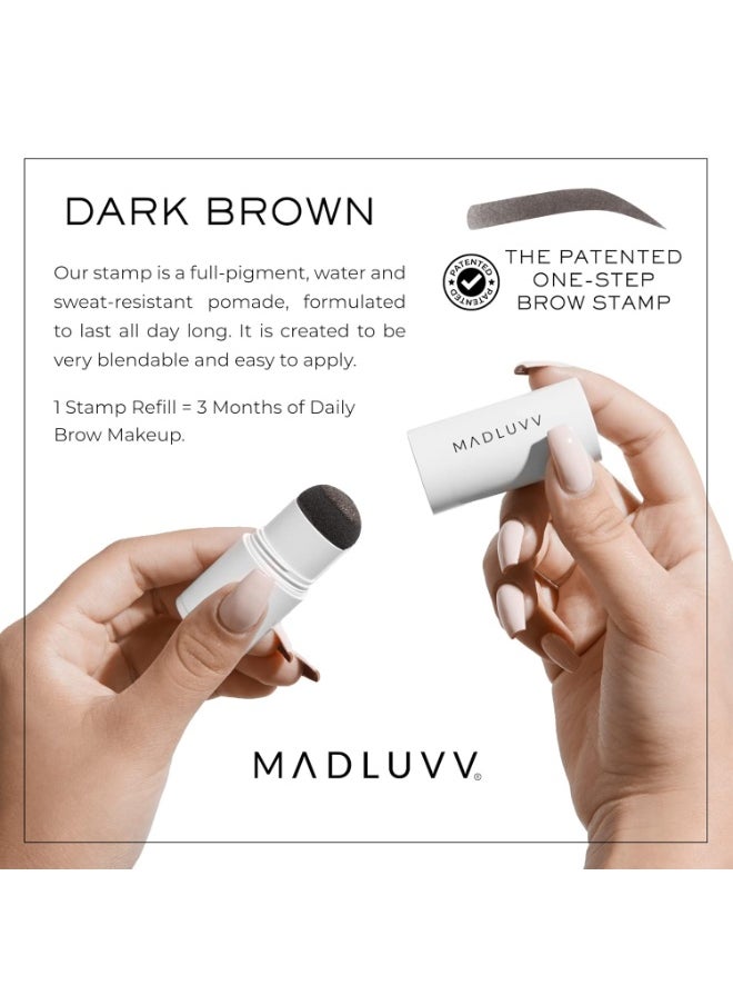MADLUVV Brow Stamp Refill* - Color Stamp for Brows & Root Touch Up for Women & Men, Instantly Conceal Hair Loss, Grey Hair, Thinning Hair with Stain-Proof/Smudge-Proof Powder Formula (Dark Brown)