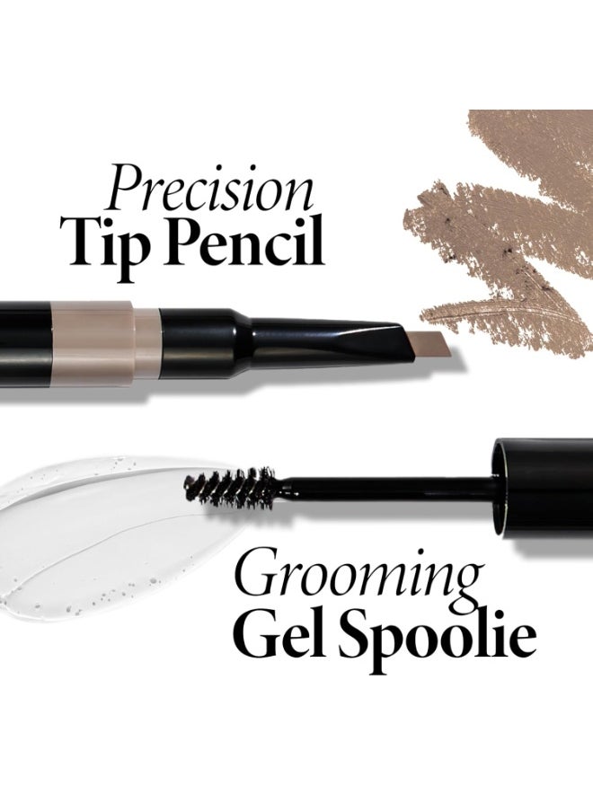 LAURA GELLER NEW YORK Sculpt-n-Stay Waterproof Brow Pencil & Clear Gel - Soft Black - Eyebrow Definer - Long-Wearing Color