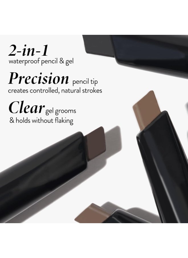 LAURA GELLER NEW YORK Sculpt-n-Stay Waterproof Brow Pencil & Clear Gel - Soft Black - Eyebrow Definer - Long-Wearing Color