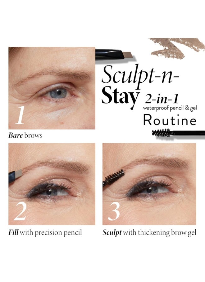 LAURA GELLER NEW YORK Sculpt-n-Stay Waterproof Brow Pencil & Clear Gel - Soft Black - Eyebrow Definer - Long-Wearing Color