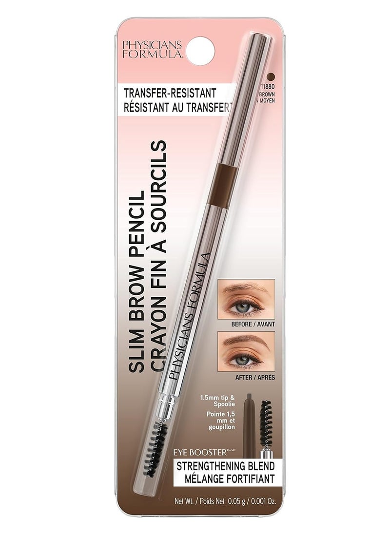 Physicians Formula Eyebrow Retractable Slim Definer Brow Pencil, Medium Brown, Dual-Sided Brow Brush, Fine Tip, Shapes, Defines, Fills | Dermatologist Tested, Clinicially Tested