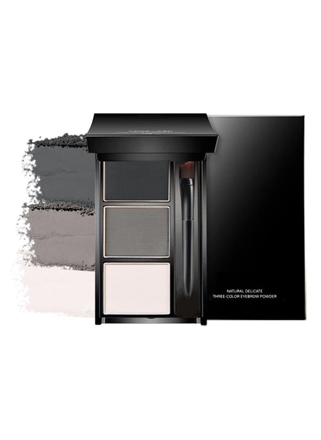 Eyebrow Powder Kit,Eye Brow Powder for Women Long-Lasting Waterproof Three Colors Brow Filler Get Full Defined Natural Brows,Eyebrow Contour Palette with Mirror & Eyebrow Brush,sombra para cejas Black+White+Gray