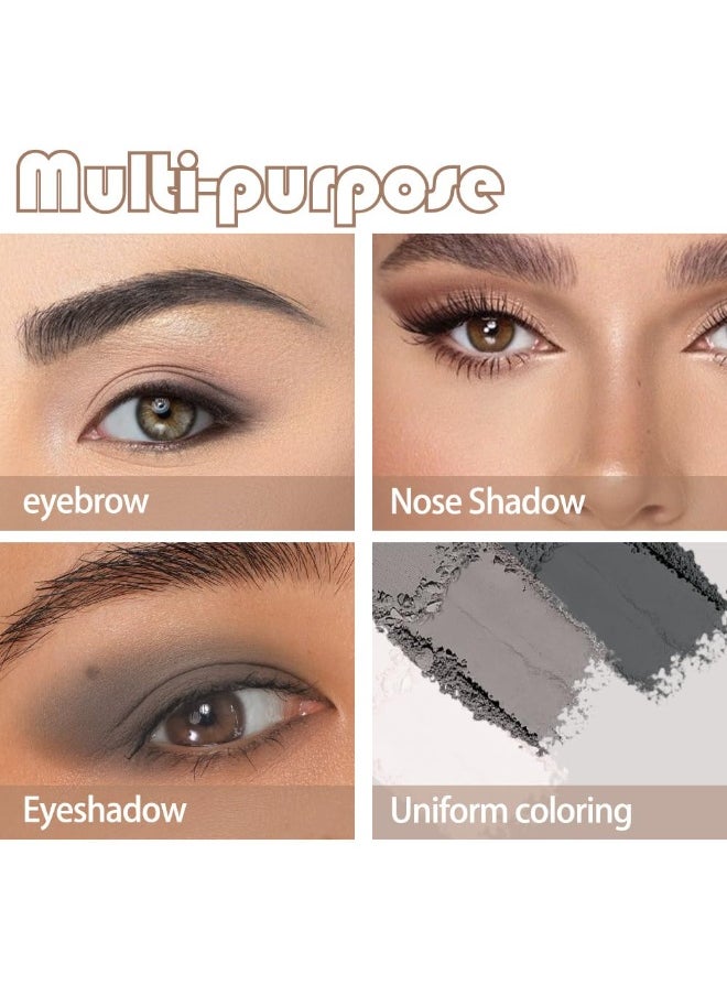 Eyebrow Powder Kit,Eye Brow Powder for Women Long-Lasting Waterproof Three Colors Brow Filler Get Full Defined Natural Brows,Eyebrow Contour Palette with Mirror & Eyebrow Brush,sombra para cejas Black+White+Gray