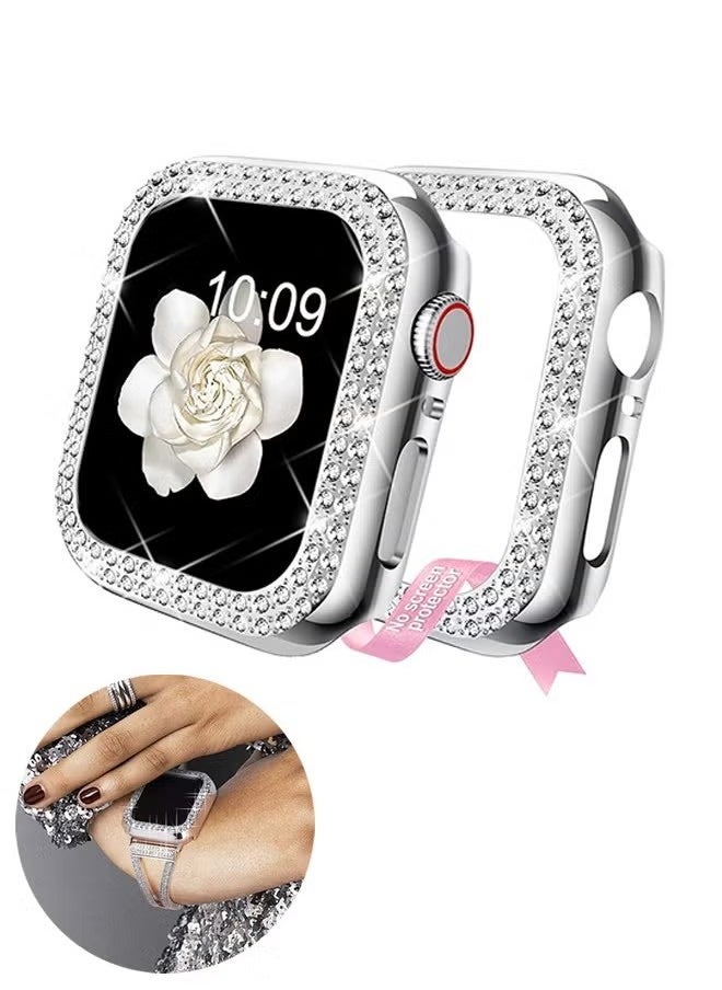 Protective Case Cover With Screen Protector, Diamonds Crystal Bumper Hard PC Shockproof Case For Apple Watch series 41mm