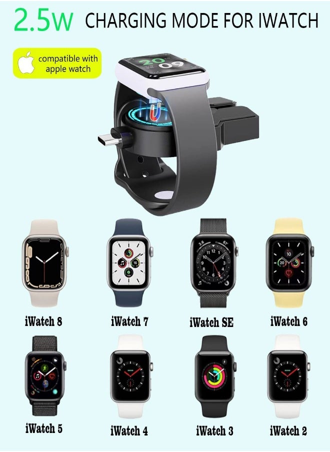 Portable USB-C Charger for Apple Watch, Fast Magnetic Wireless Charging, Travel Car Charger Compatible with Apple Watch Ultra 8/7/SE/6/5/4/3/2