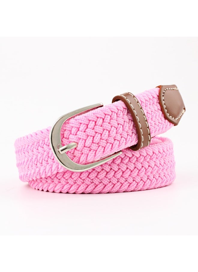 Unisex Canvas Belts Elastic Braided Wholesale Pink