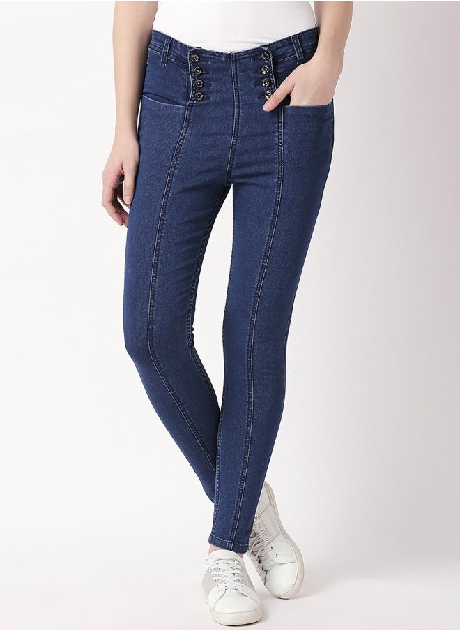 Women Blue Slim Fit High-Rise Clean Look Stretchable Jeans