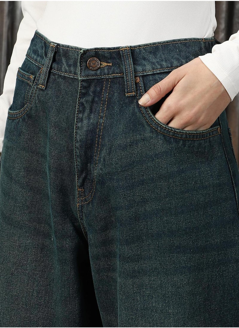 Women's Indigo 100% Cotton Distressed Jeans