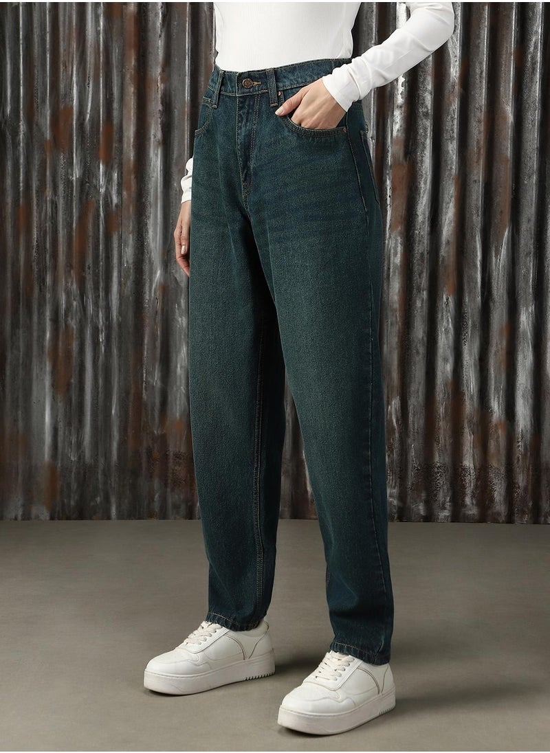 Women's Indigo 100% Cotton Distressed Jeans