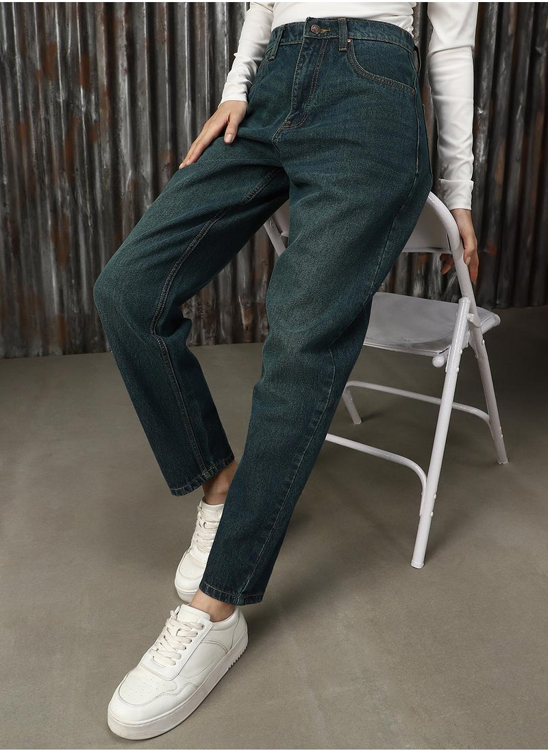 Women's Indigo 100% Cotton Distressed Jeans