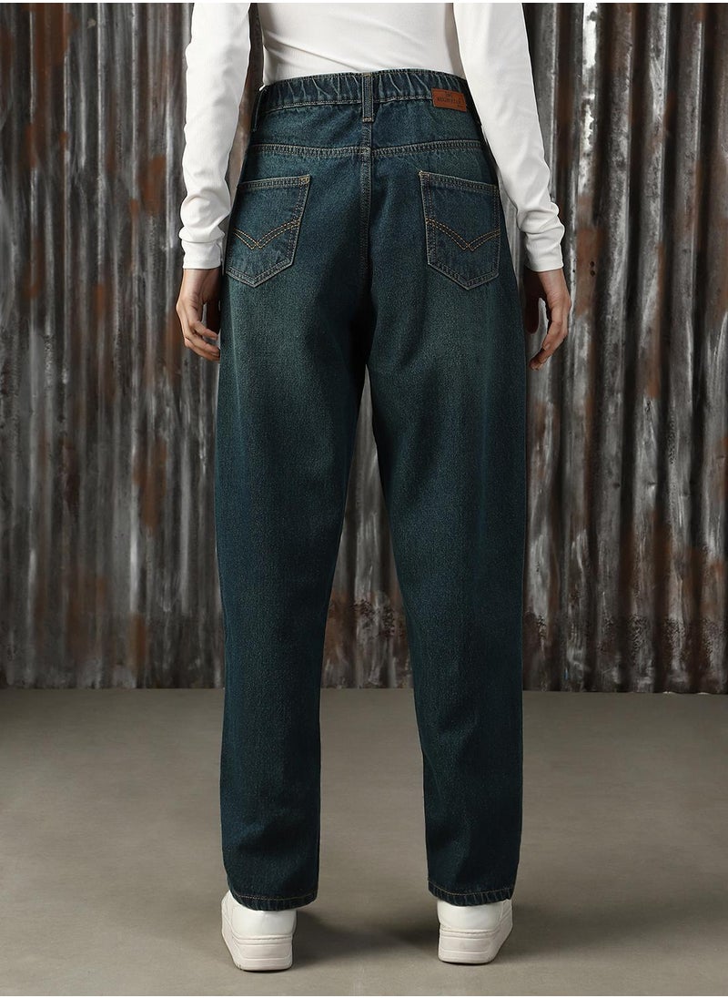Women's Indigo 100% Cotton Distressed Jeans
