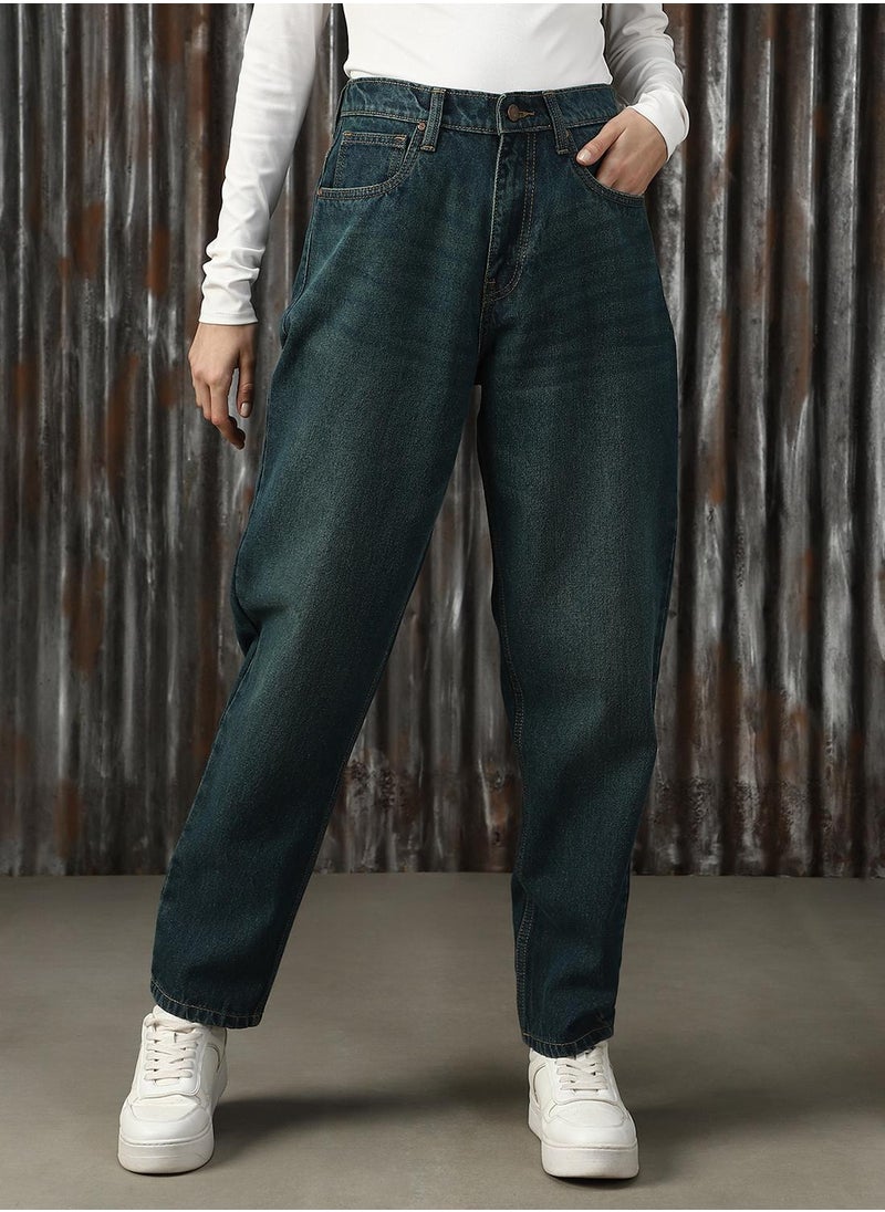 Women's Indigo 100% Cotton Distressed Jeans