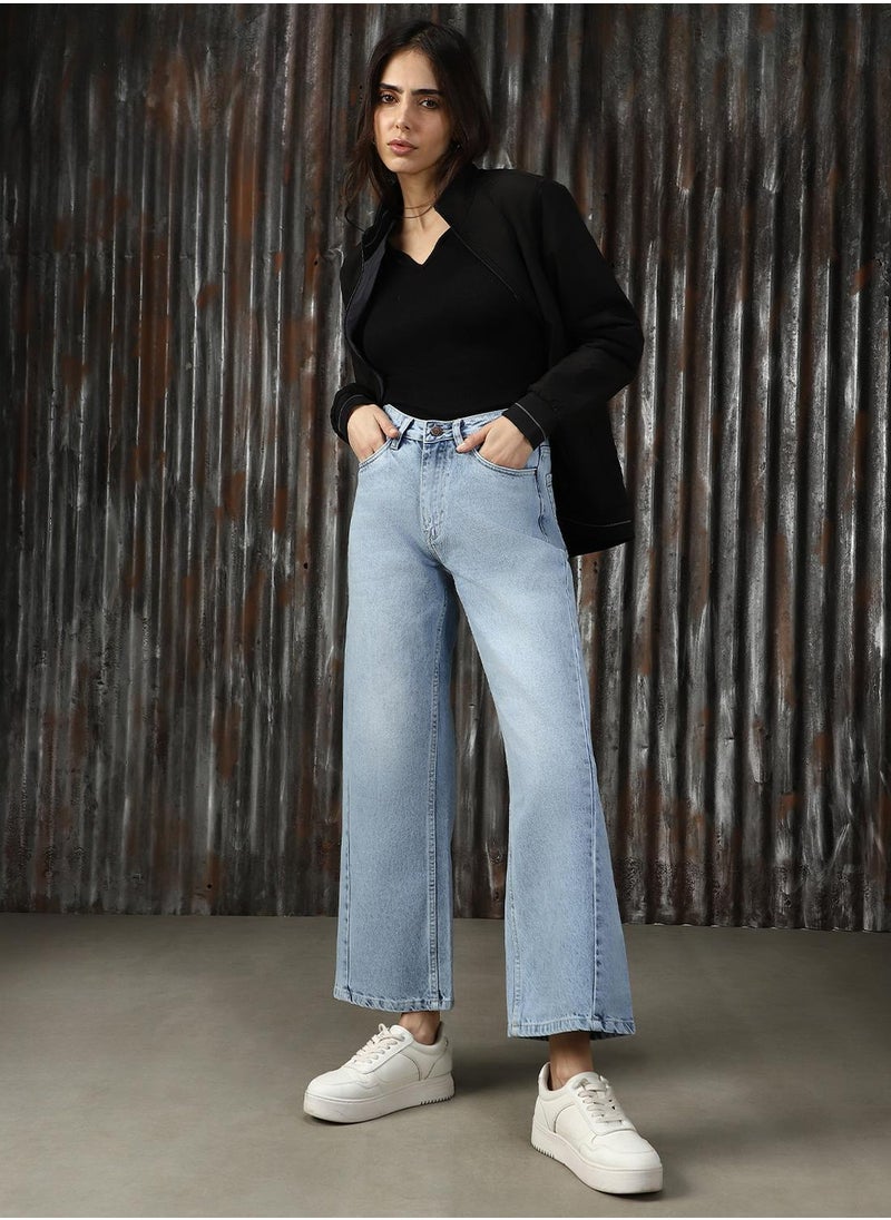 Women's Indigo 100% Cotton Distressed Jeans
