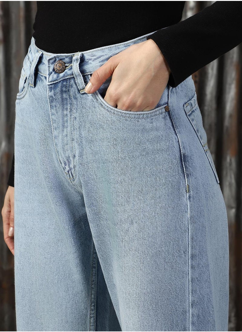 Women's Indigo 100% Cotton Distressed Jeans