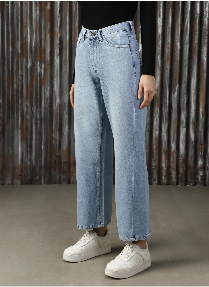 Women's Indigo 100% Cotton Distressed Jeans