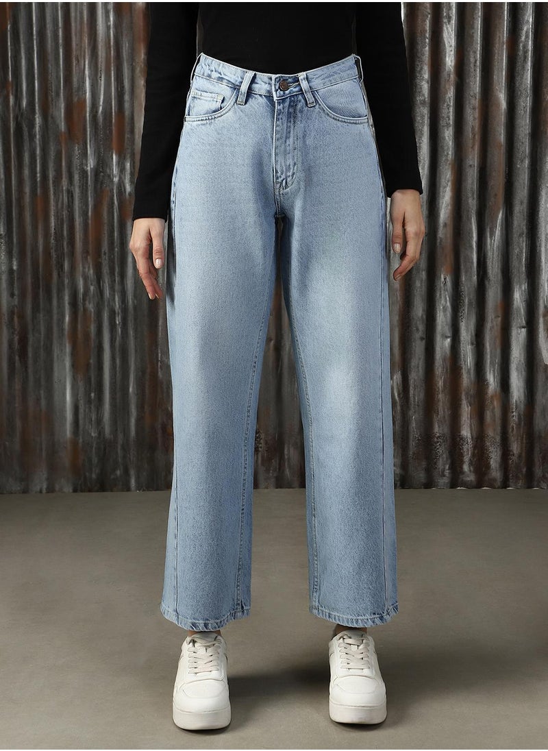 Women's Indigo 100% Cotton Distressed Jeans