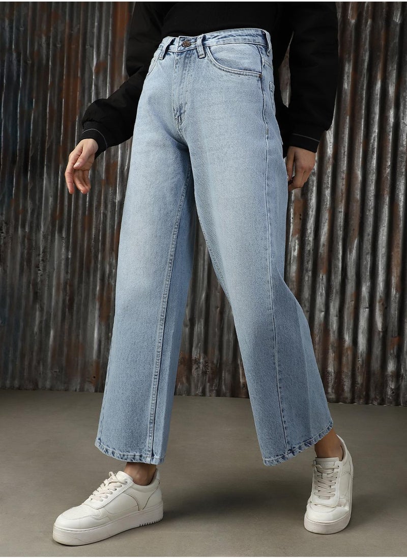 Women's Indigo 100% Cotton Distressed Jeans