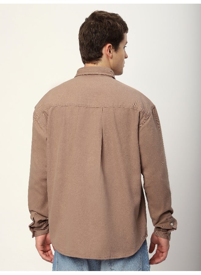 Light Mauve Dual Patch Color Block Shirt