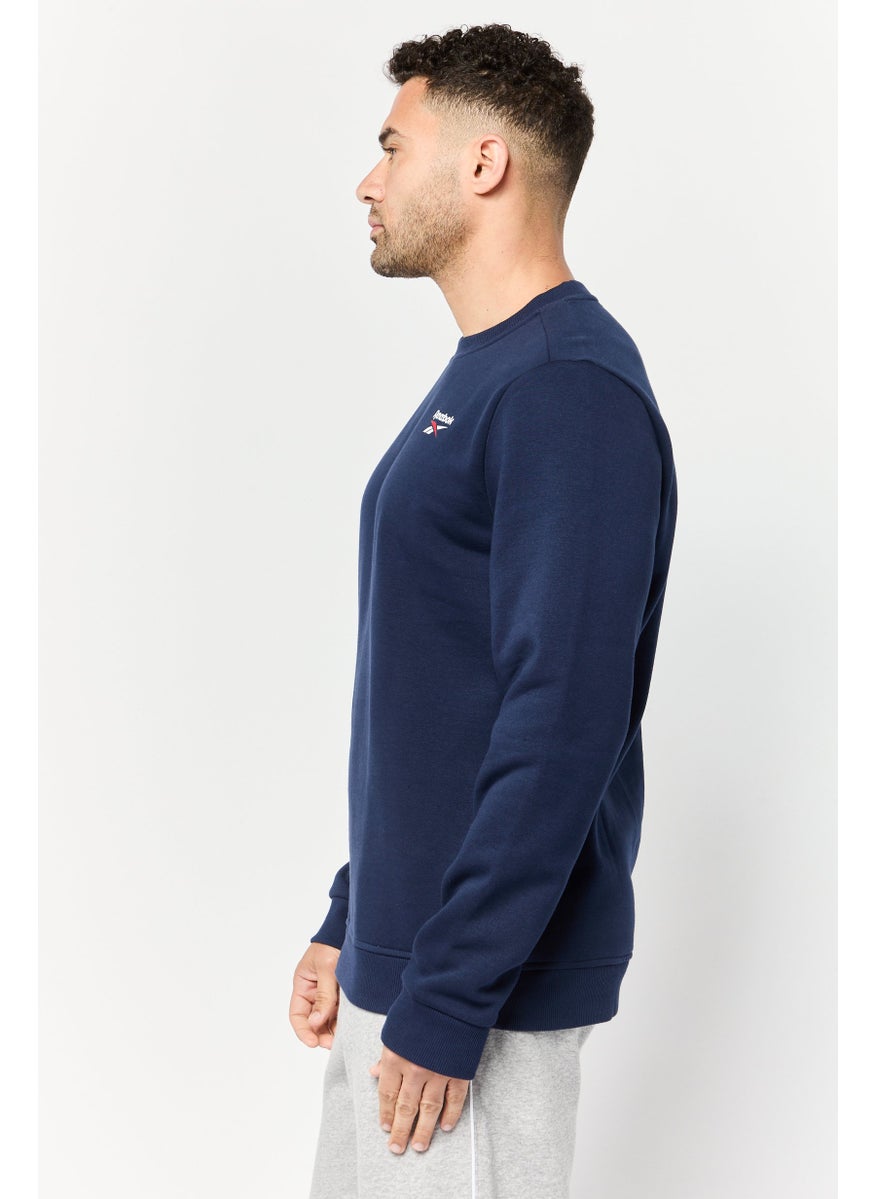 Men Sportswear Fit Long Sleeves Running Sweatshirt, Navy Blue