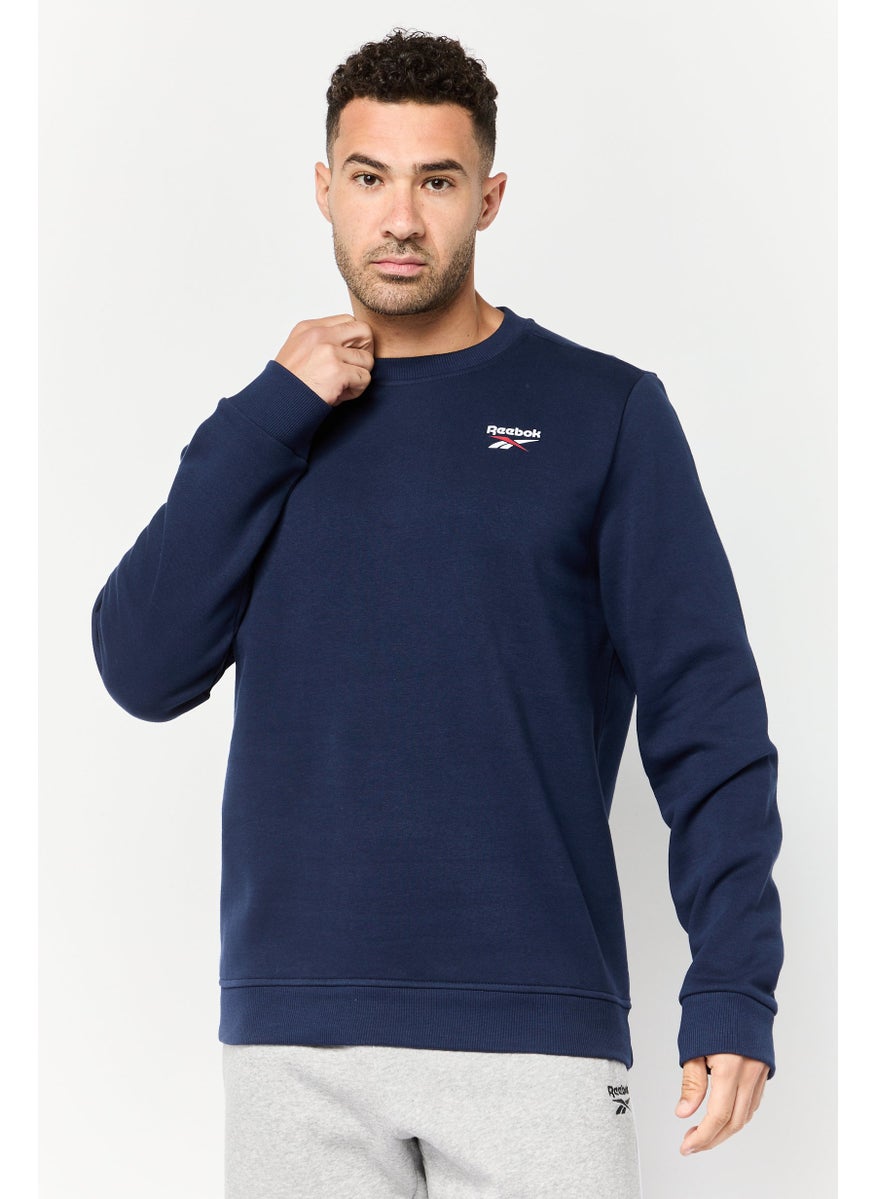 Men Sportswear Fit Long Sleeves Running Sweatshirt, Navy Blue