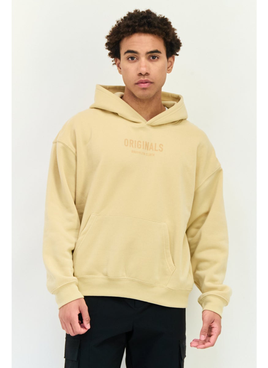 Men Sportswear Fit Long Sleeve Outdoor Hoodie, Tan