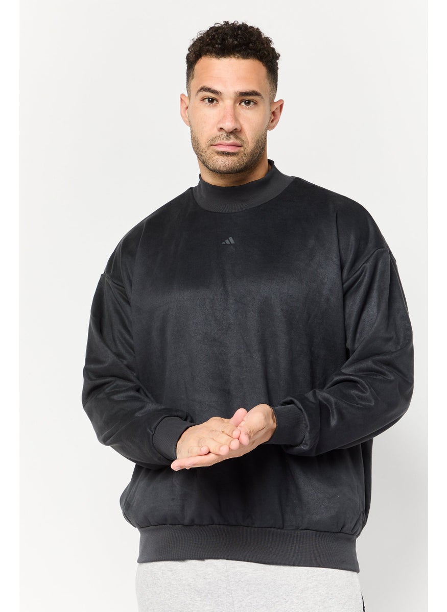 Men Sportswear Fit Long Sleeve Basketball Sweatshirt, Charcoal