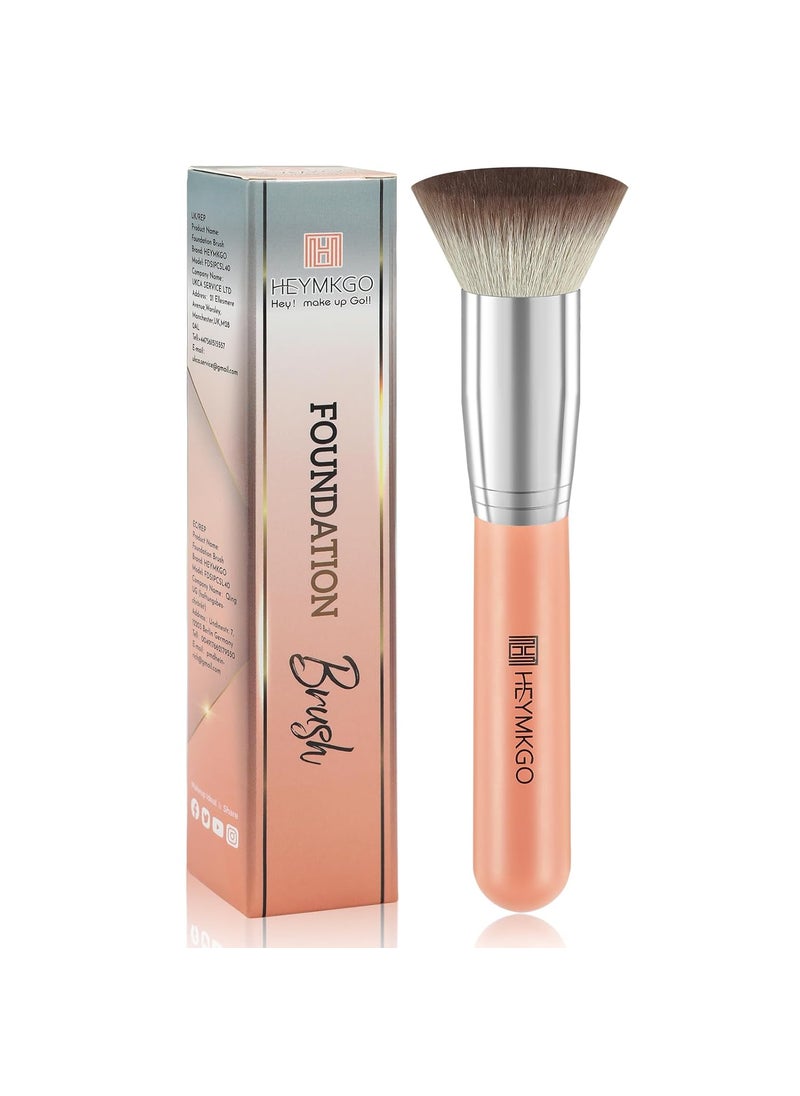 Foundation Brush, HEYMKGO Flat Top Kabuki Foundation Brush for Liquid Makeup, Professional Synthetic Makeup Brushes for Blending Liquid Powder or Cream Beauty Face Makeup Tools
