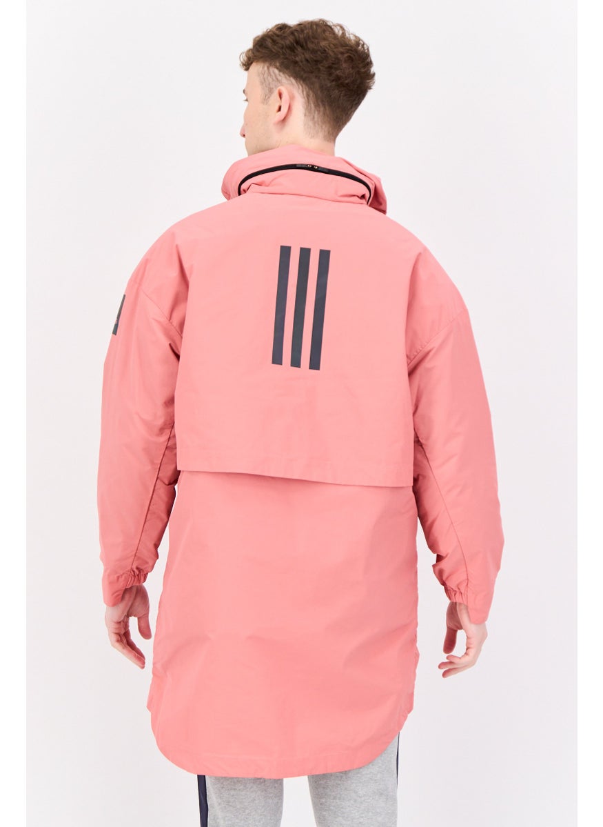 Men Sportswear Fit Outdoor Parka Jacket, American Pink/Black