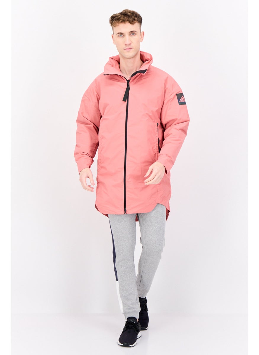 Men Sportswear Fit Outdoor Parka Jacket, American Pink/Black