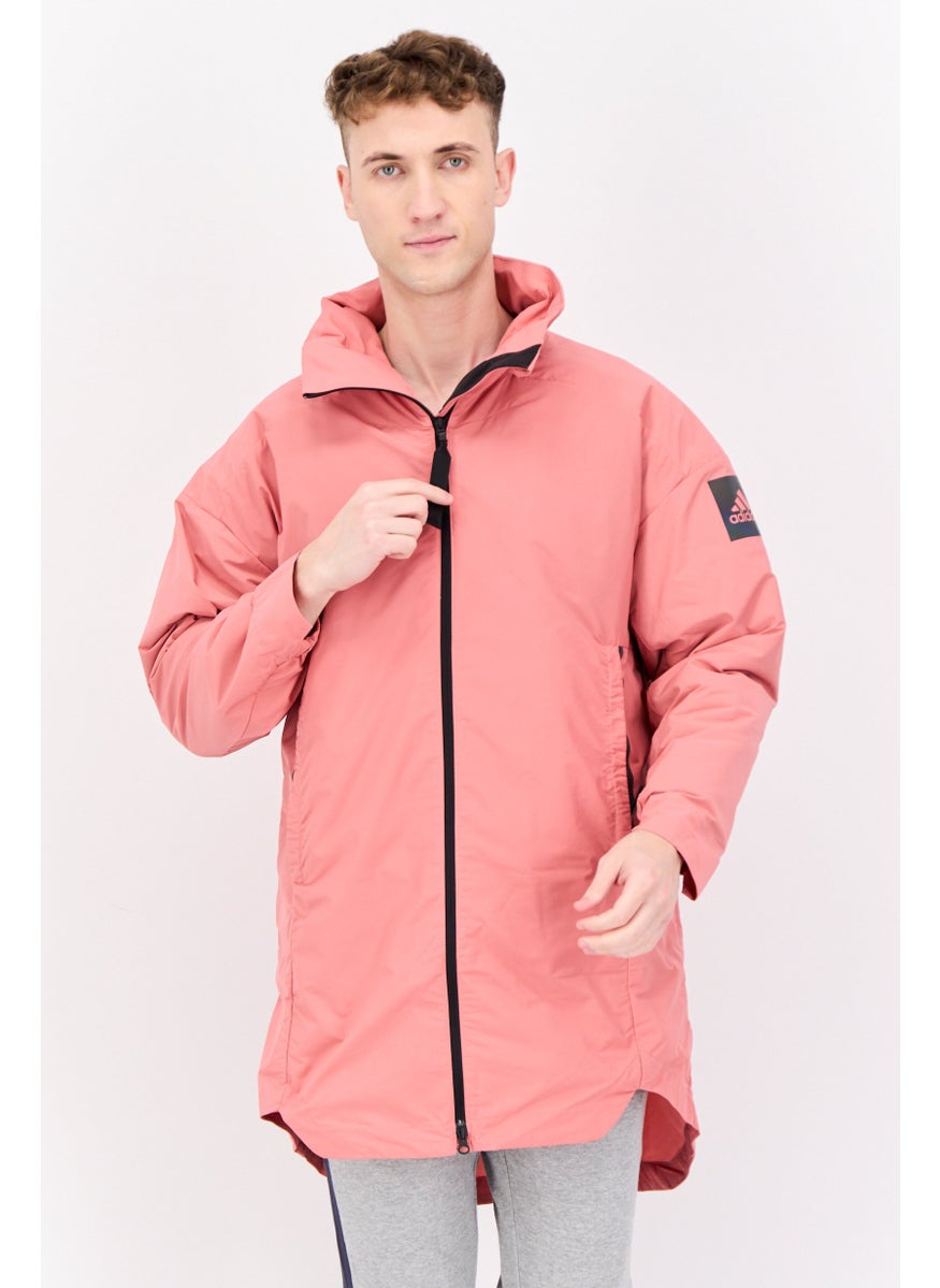Men Sportswear Fit Outdoor Parka Jacket, American Pink/Black