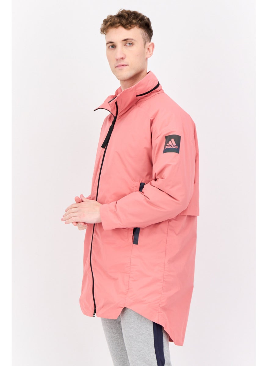 Men Sportswear Fit Outdoor Parka Jacket, American Pink/Black