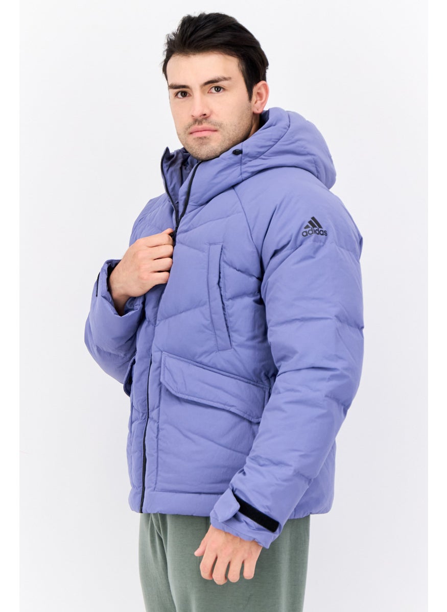 Men Sportswear Fit Brand Logo Outdoor Jacket, Lavender
