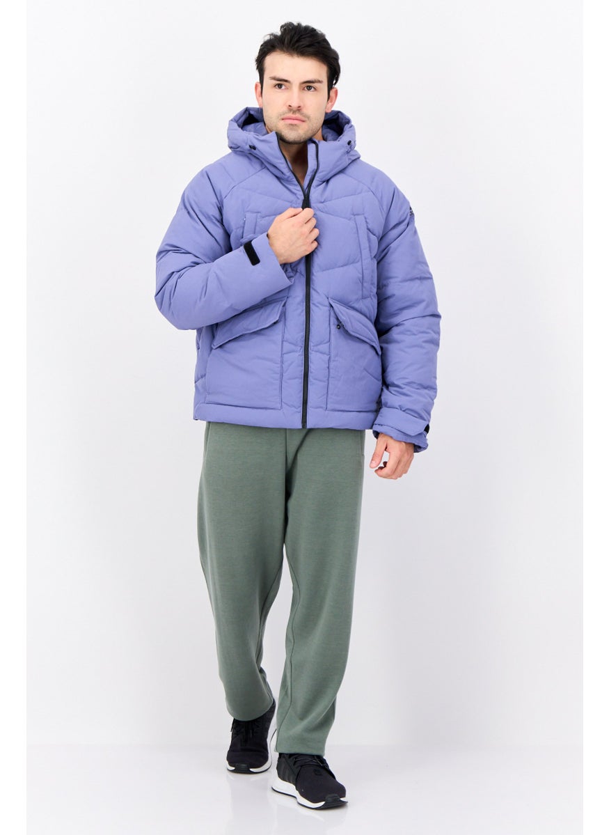 Men Sportswear Fit Brand Logo Outdoor Jacket, Lavender