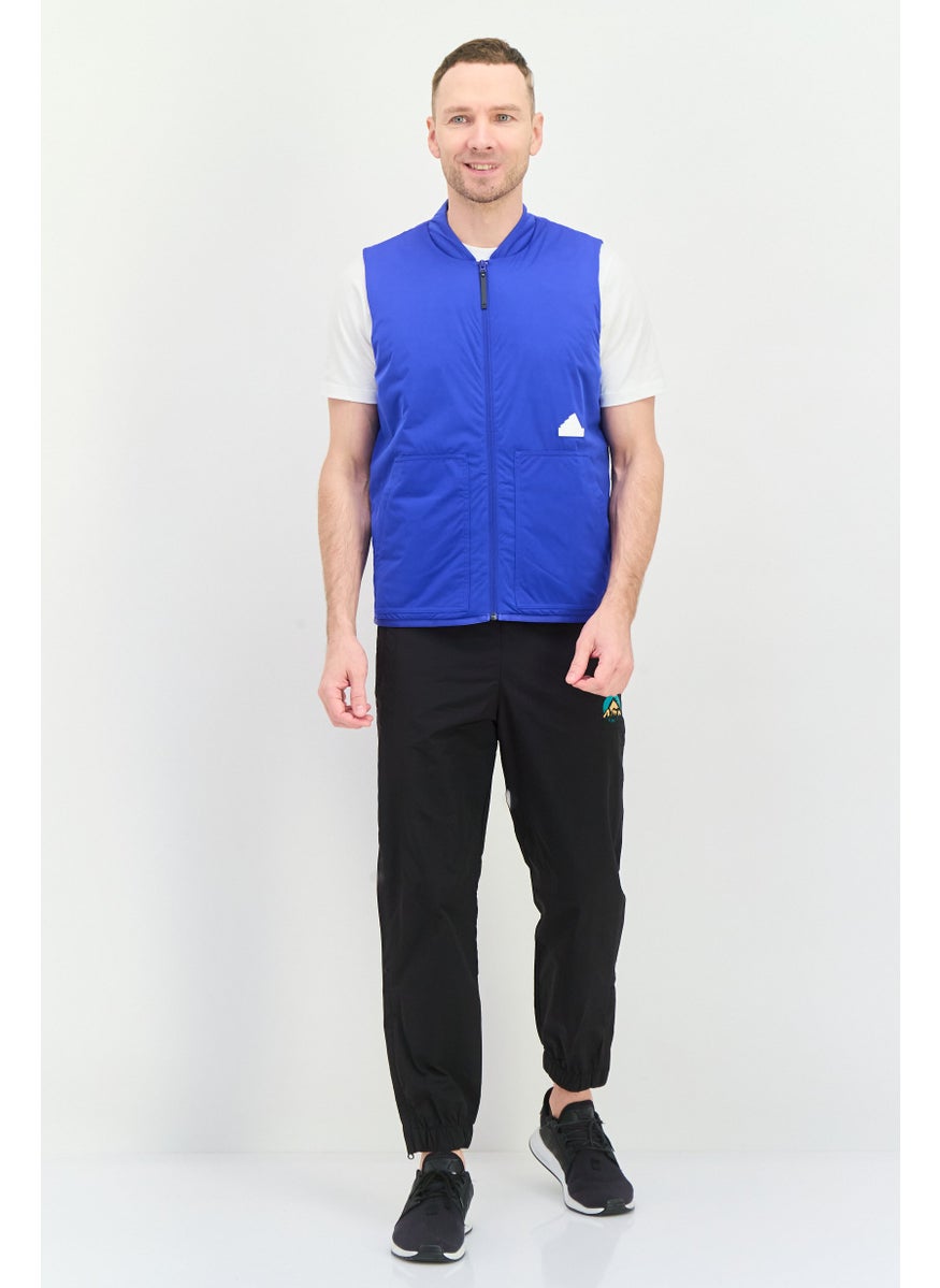 Men Sportswear Fit Outdoor Jacket Vest, Blue