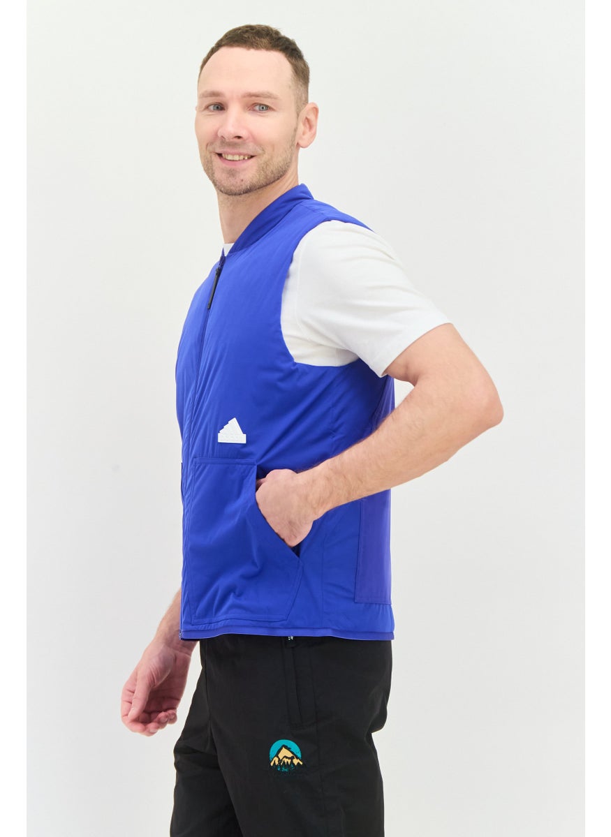 Men Sportswear Fit Outdoor Jacket Vest, Blue