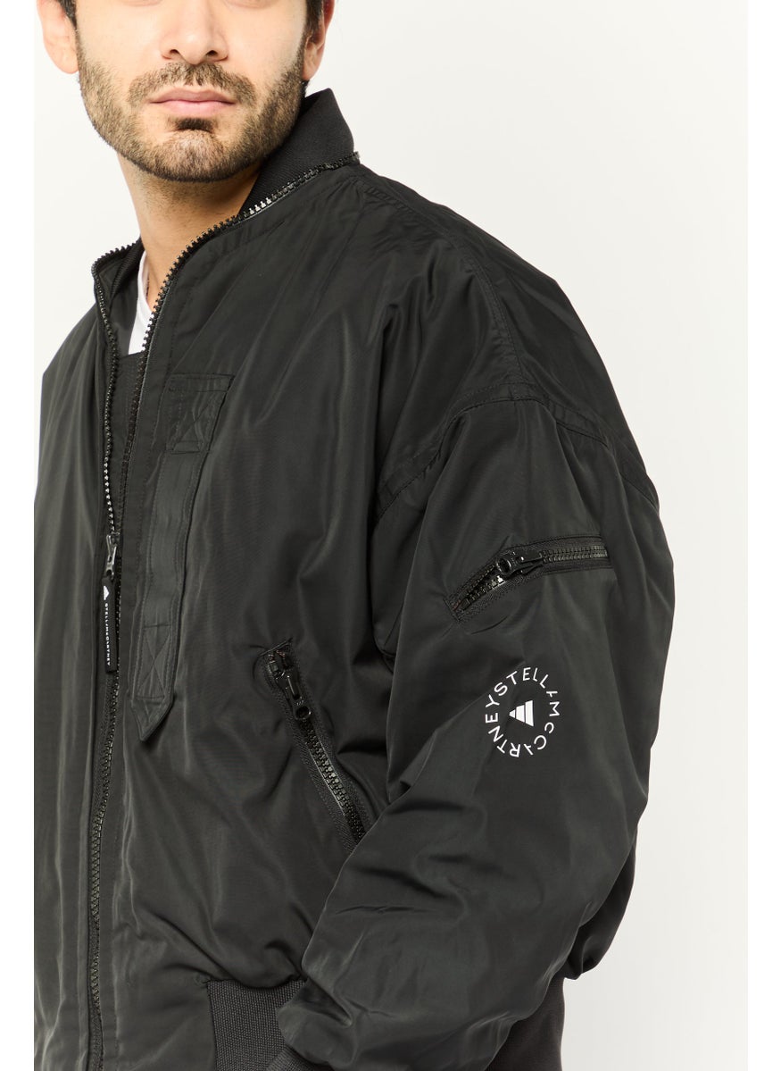 Men Sportswear Fit Long Sleeves Outdoor Jacket, Black