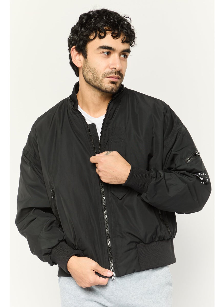 Men Sportswear Fit Long Sleeves Outdoor Jacket, Black