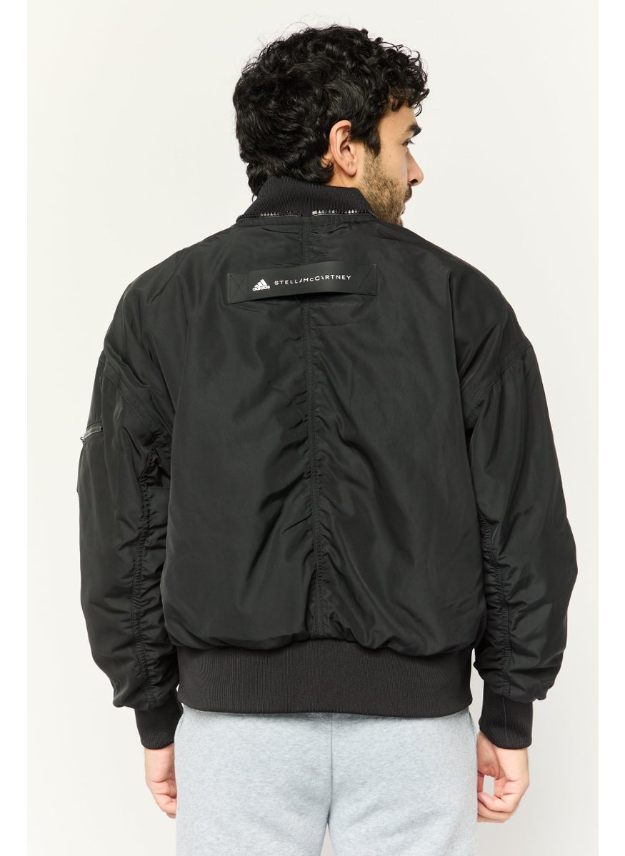 Men Sportswear Fit Long Sleeves Outdoor Jacket, Black