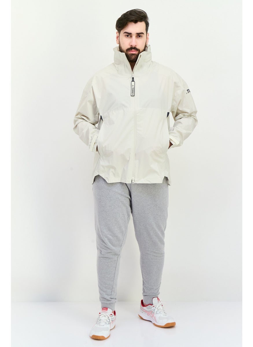 Men Sportswear Fit Long Sleeve Training Jacket, Beige/Black