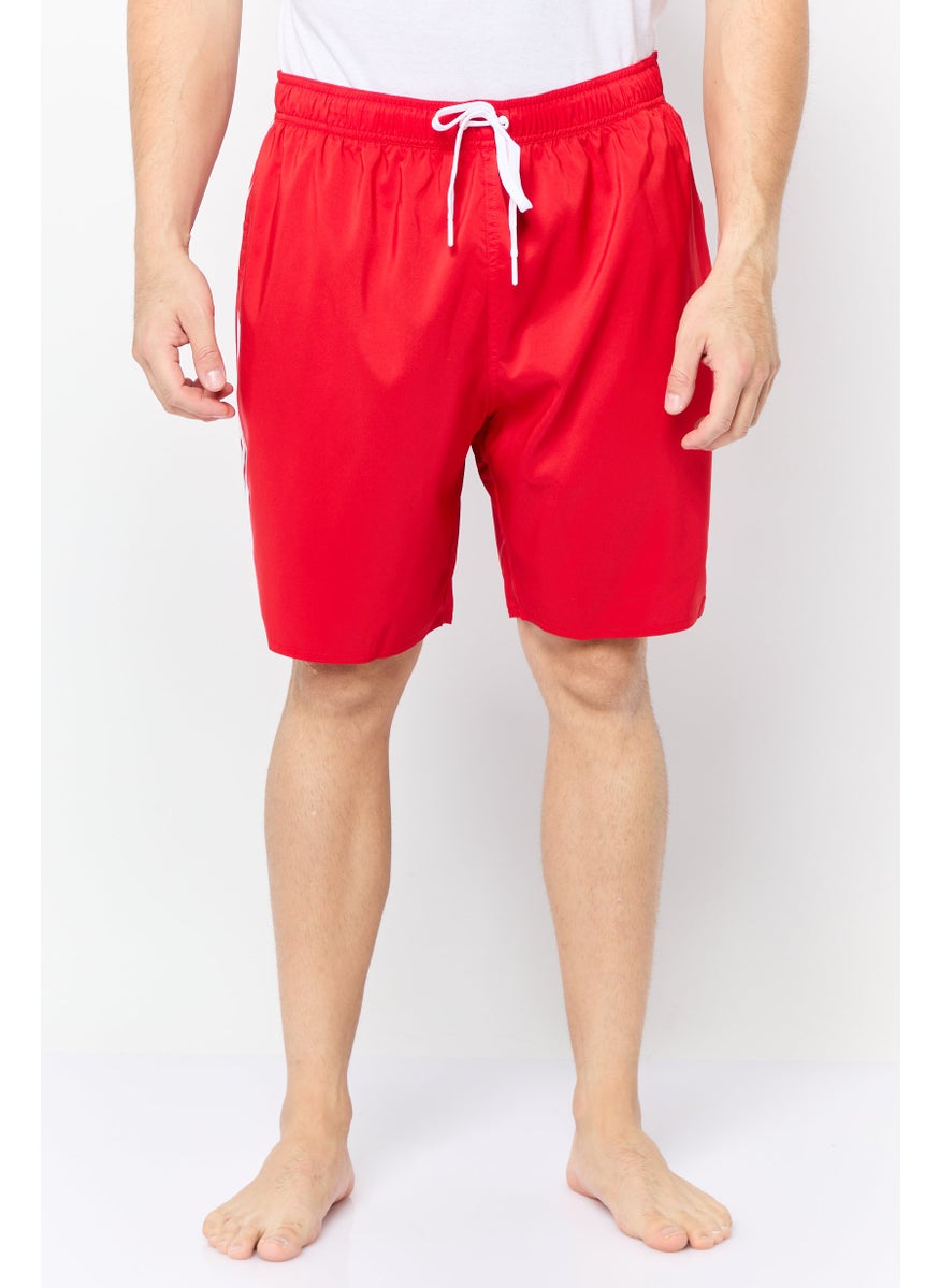 Men Sportswear Fit Brand Logo Board Shorts, Red